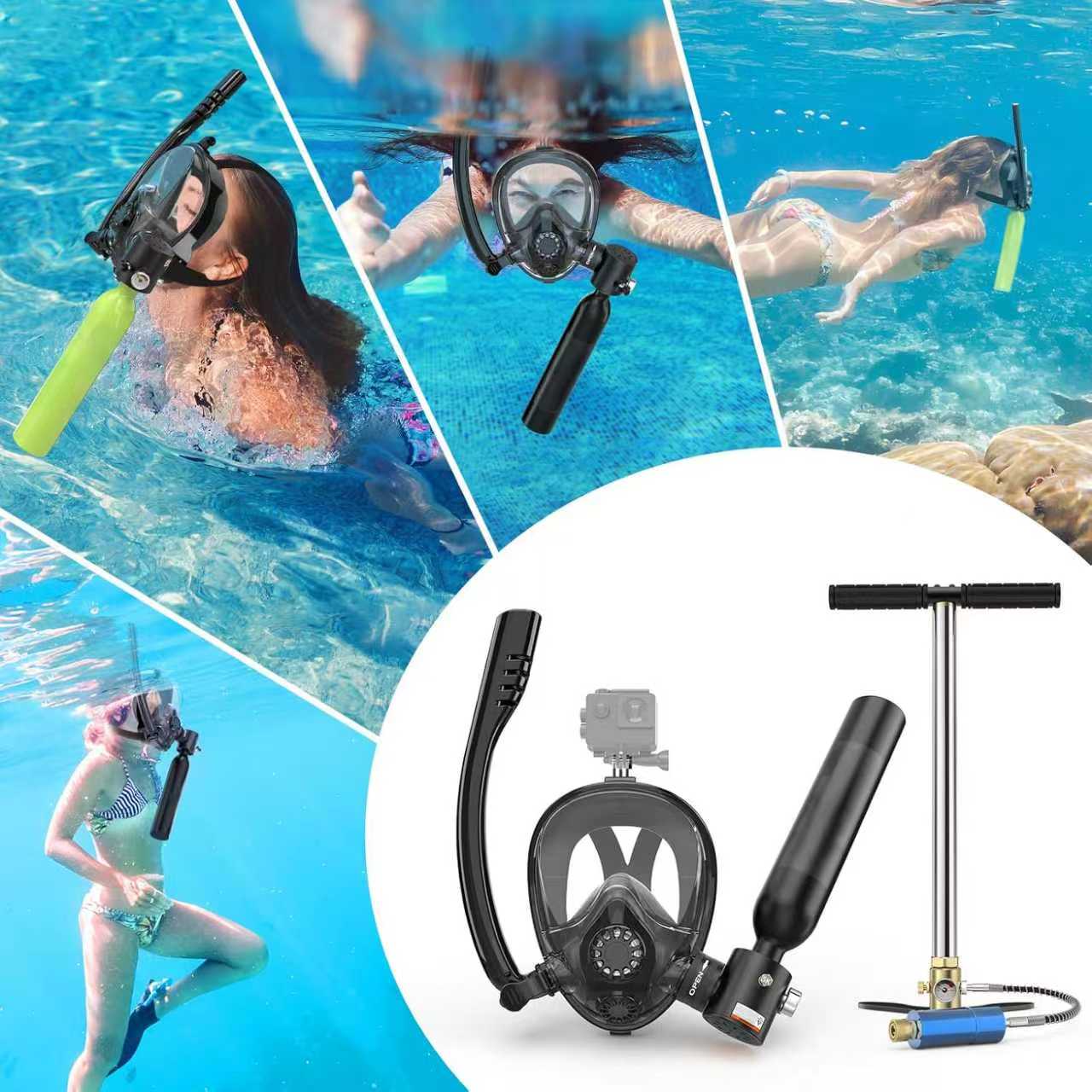 Masque de plongée intégral Hyper K2 avec mini bouteille de plongée pour la plongée en apnée et la plongée récréative sous-marine