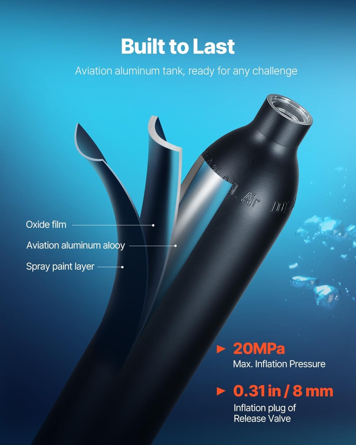 Masque de plongée intégral Hyper K2 avec mini bouteille de plongée pour la plongée en apnée et la plongée récréative sous-marine
